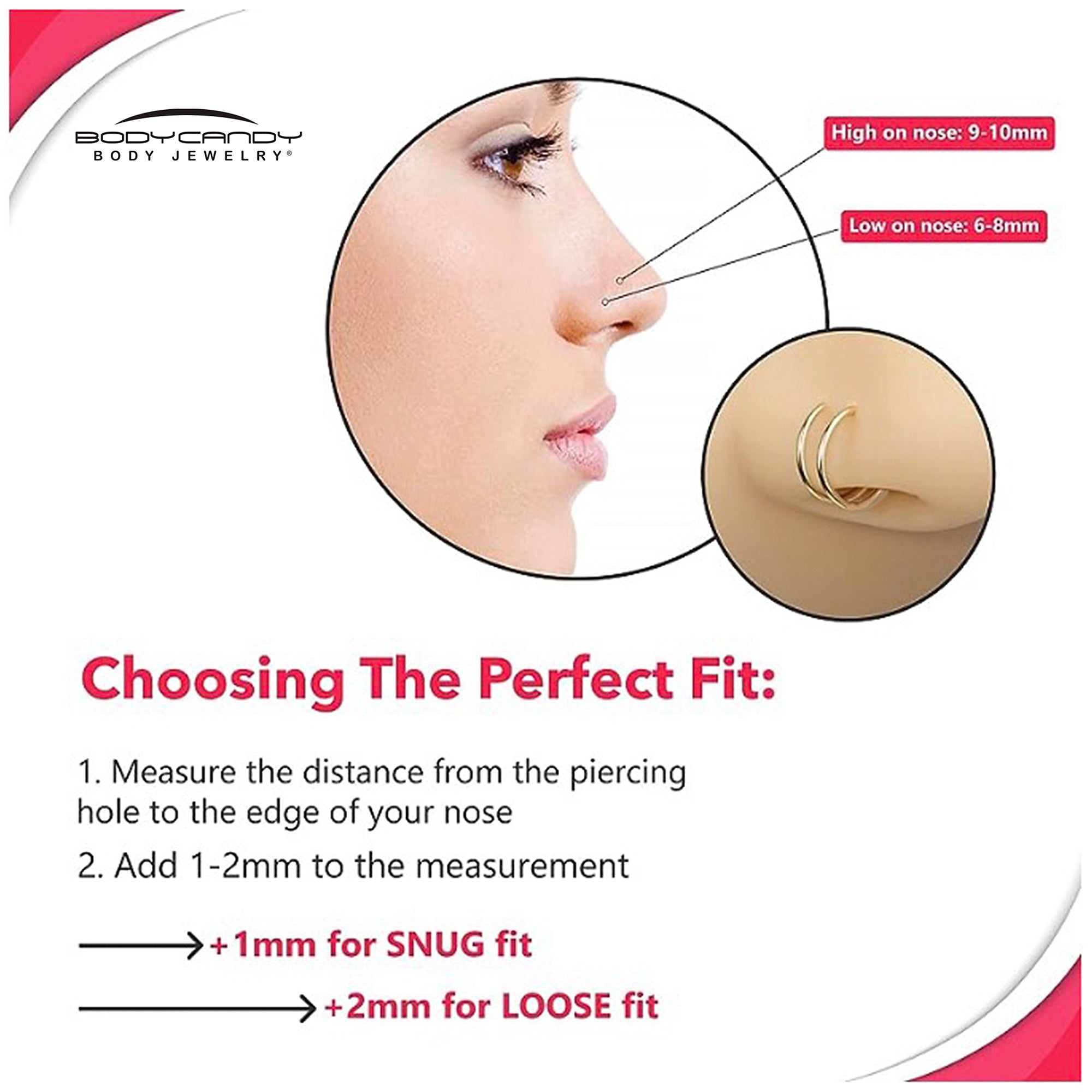 BodyCandy 14k Solid White Gold Double Hoop Nose Spiral Nose Ring — lifestyle context