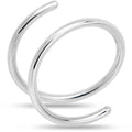 BodyCandy 14k Solid White Gold Double Hoop Nose Spiral Nose Ring — color detail
