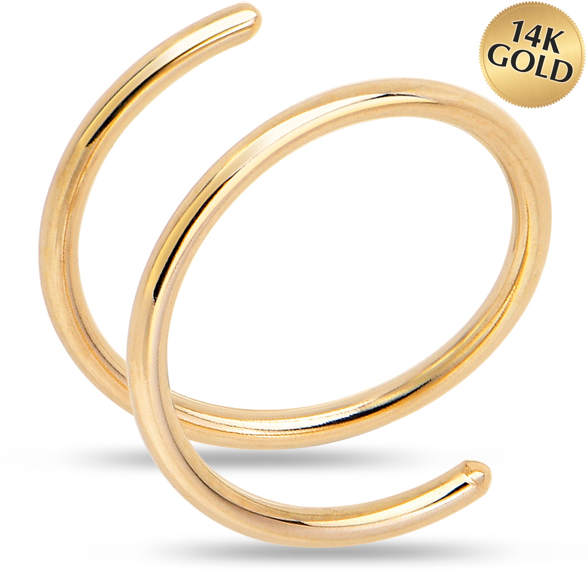 BodyCandy 14k Solid Yellow Gold Double Hoop Nose Spiral Nose Ring — main product shot