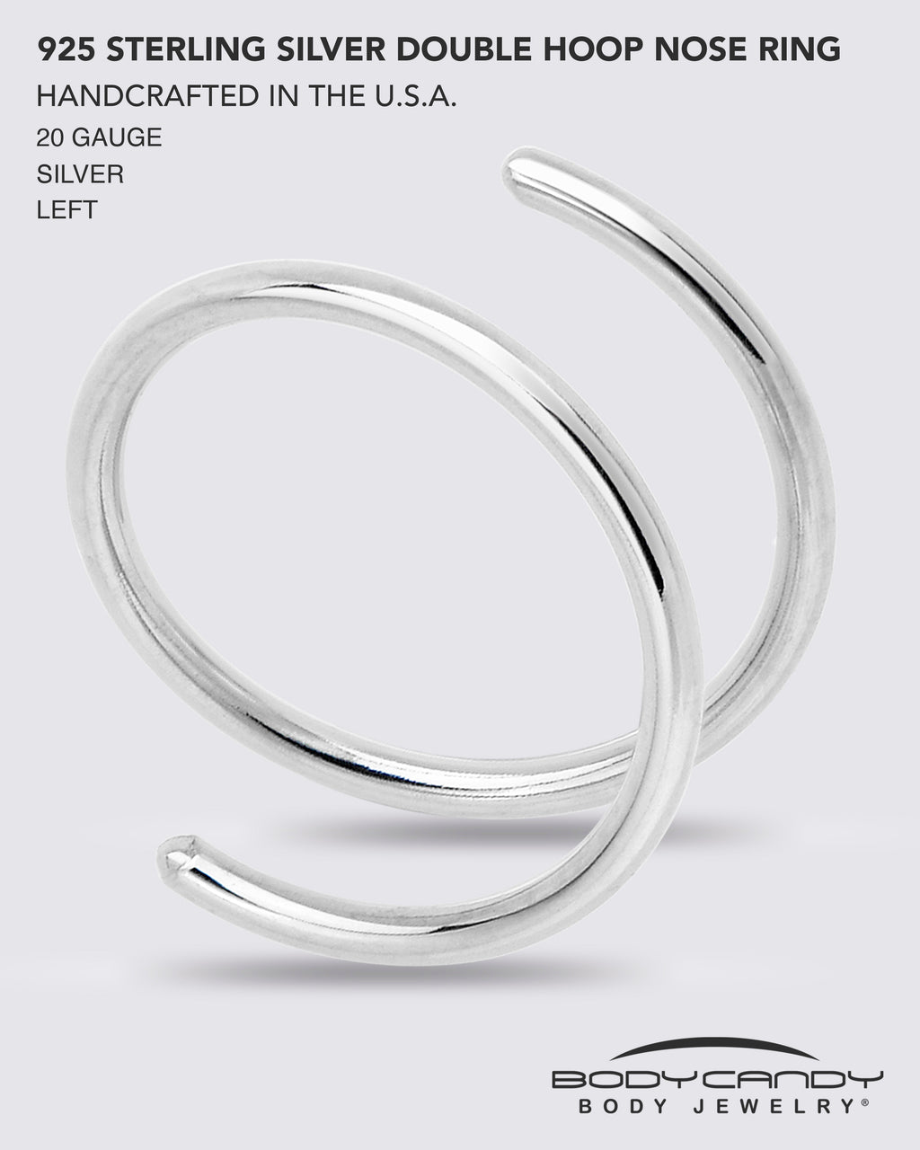BodyCandy Double Hoop Nose 925 Sterling Silver Spiral Nose Ring 20G 8mm Left — alternative angle