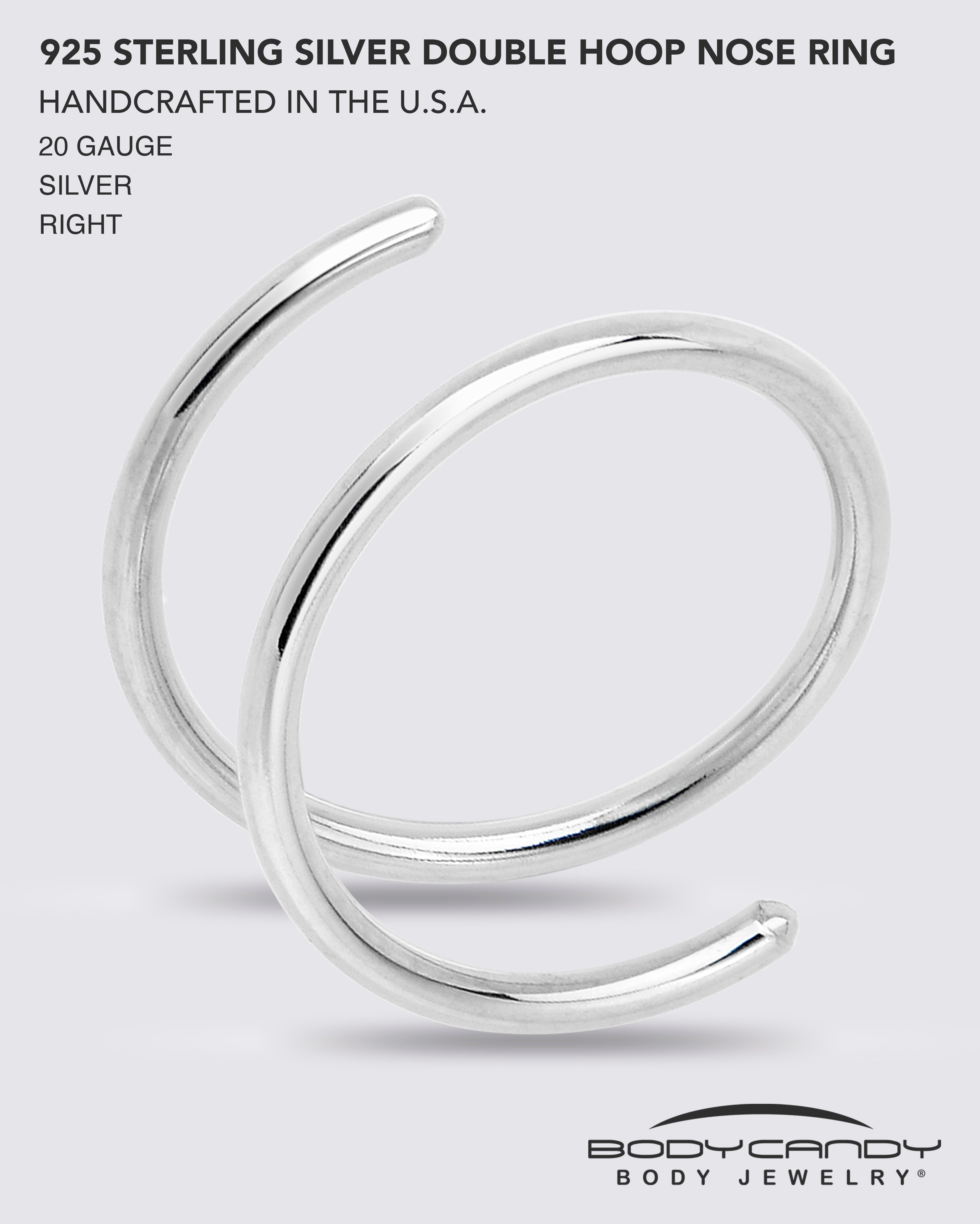BodyCandy Double Hoop Nose 925 Sterling Silver Spiral Nose Ring 20G 8mm Right — in-use photo