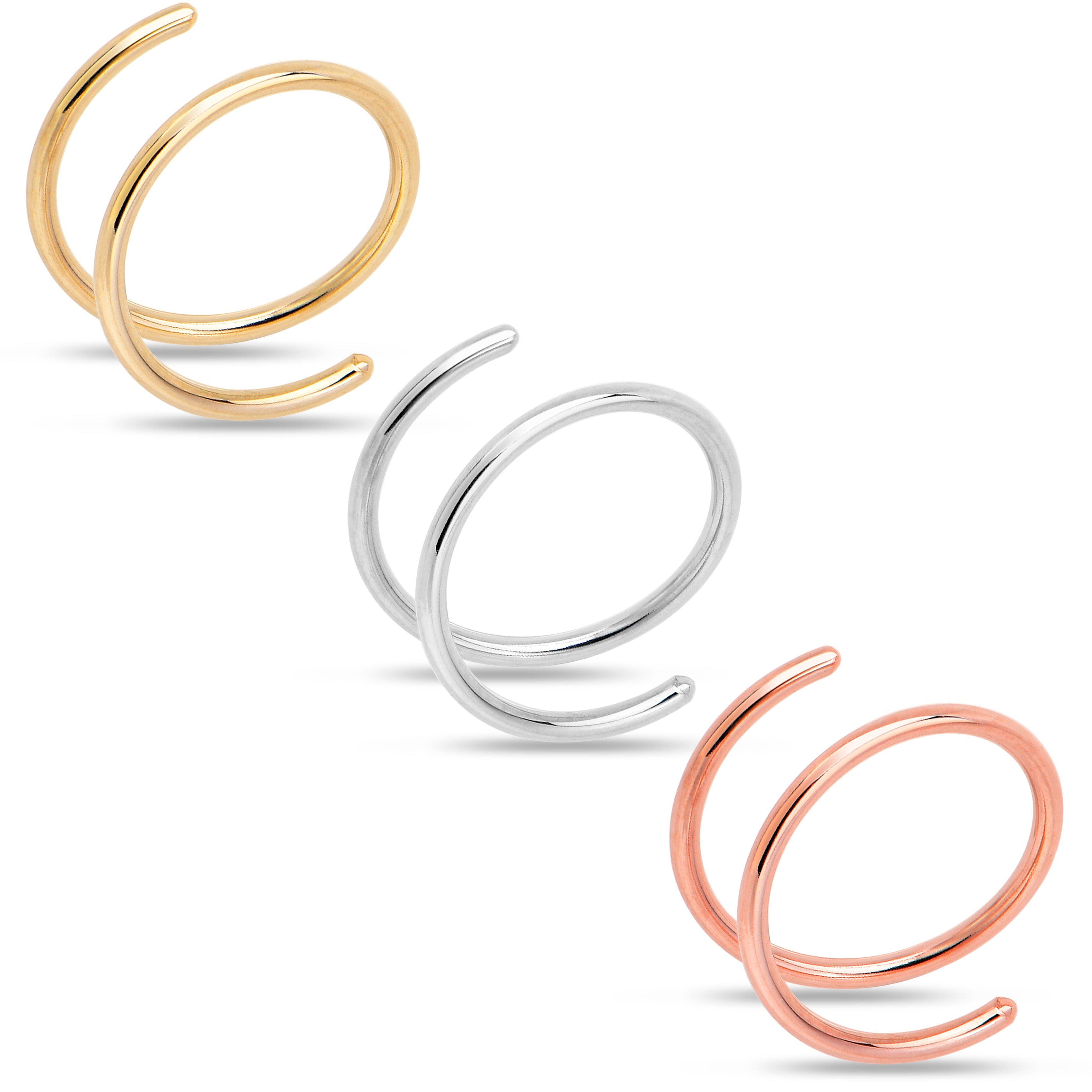 BodyCandy Spiral Nose Rings Double Hoop 20G — fabric or material detail