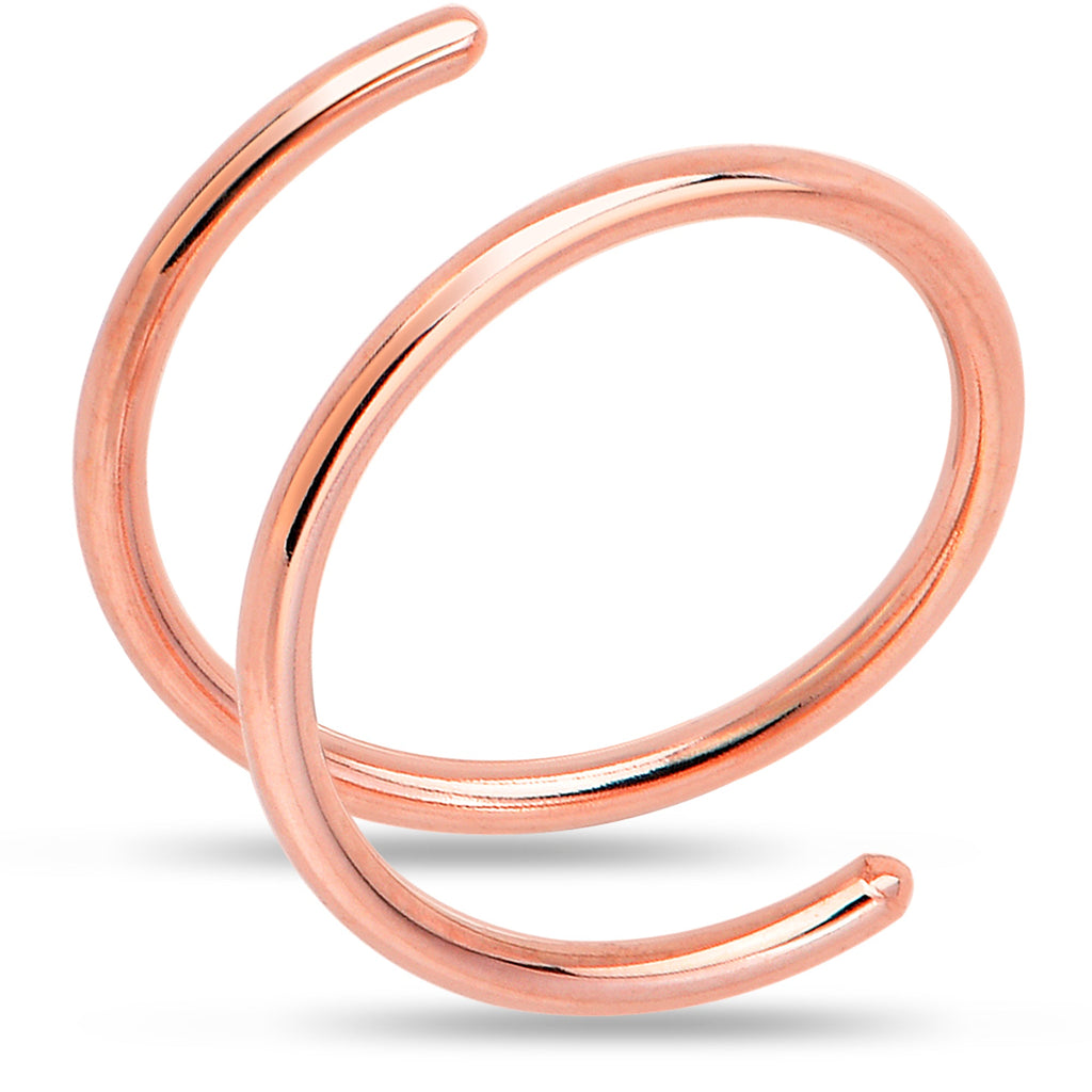 BodyCandy Double Hoop Nose 14k Rose Gold Filled Spiral Nose Ring — flat-lay composition
