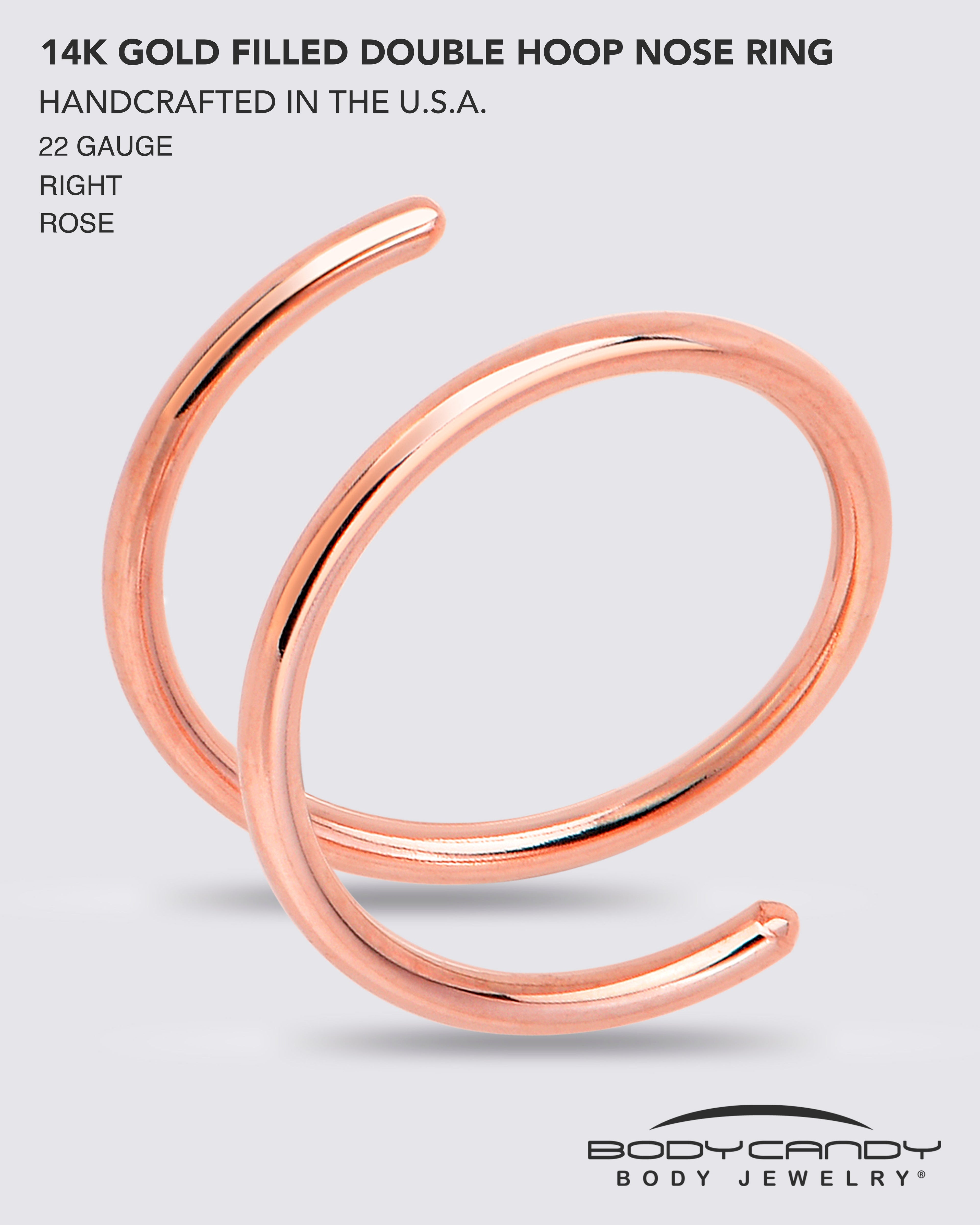BodyCandy Double Hoop Nose 14k Rose Gold Filled Spiral Nose Ring — in-use photo