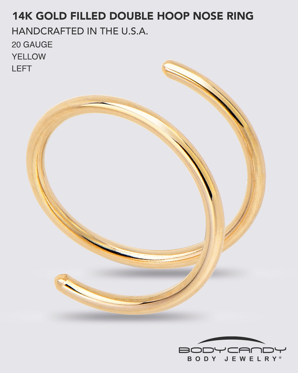 BodyCandy 3Pack Double Hoop Nose 14k Gold Filled and 925 Silver Spiral Nose Rings 20G 8mm Right — in-use photo
