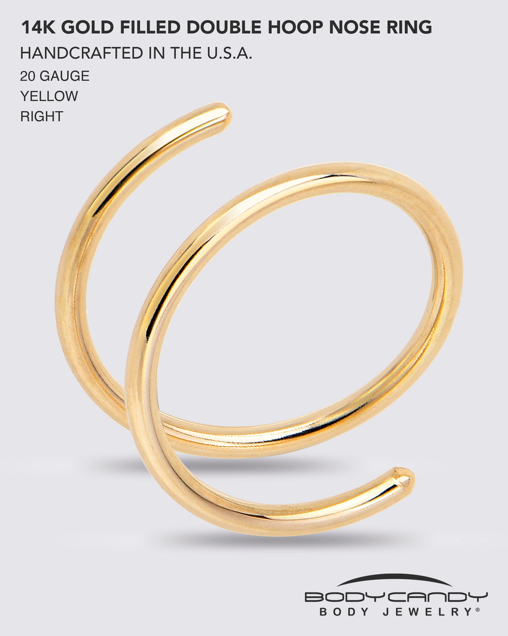 BodyCandy 3Pack Double Hoop Nose 14k Gold Filled and 925 Silver Spiral Nose Rings 20G 8mm Right — size reference