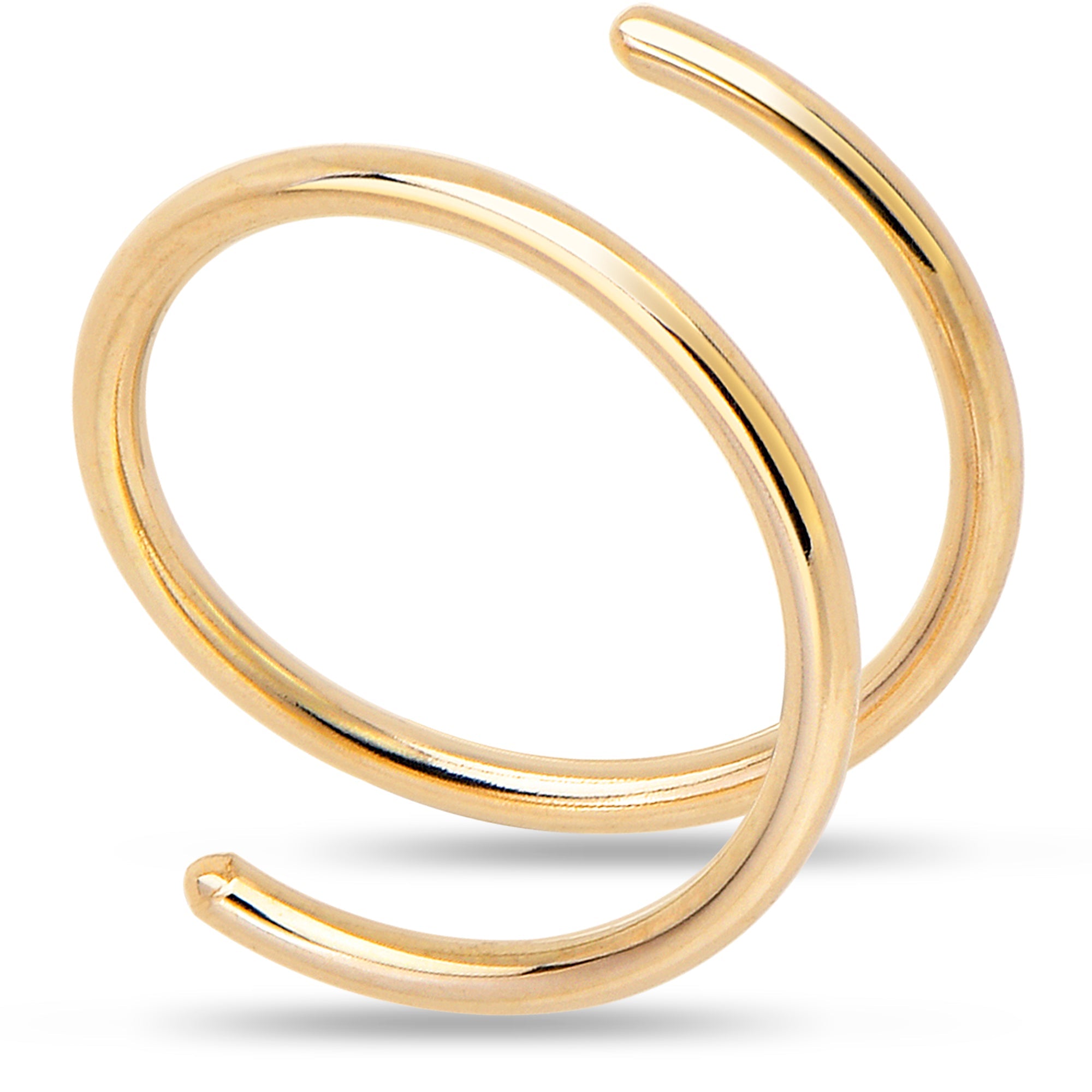 BodyCandy Double Hoop Nose 14k Yellow Gold Filled Spiral Nose Ring — in-use photo