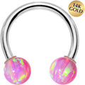 BodyCandy 14G Solid 14K White Gold Pink Synthetic Opal Horseshoe Barbell — main product shot