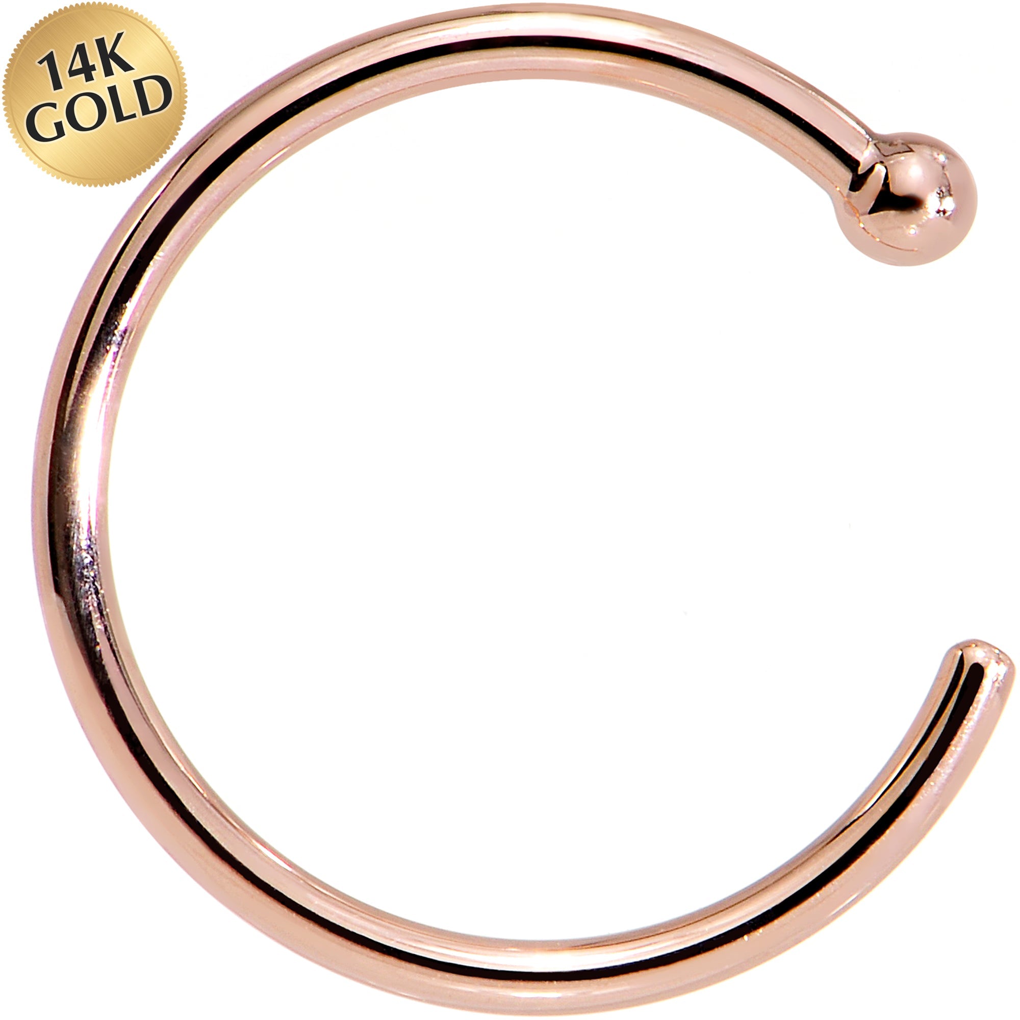 BodyCandy 18G 3/8 14k Solid Rose Gold Nose Hoop — main product shot