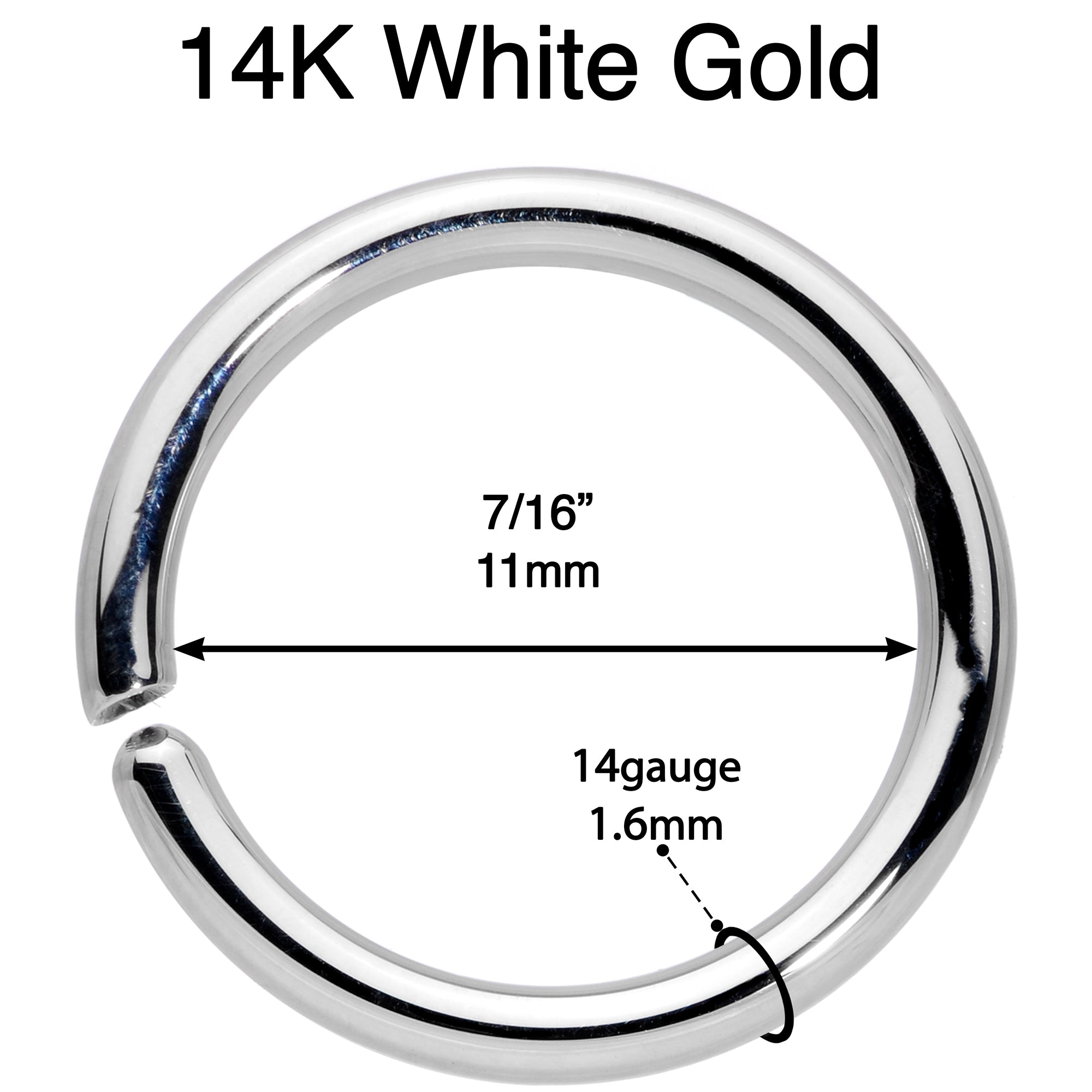BodyCandy 14G 7/16 Handcrafted Solid 14k White Gold Seamless Circular Ring — lifestyle context