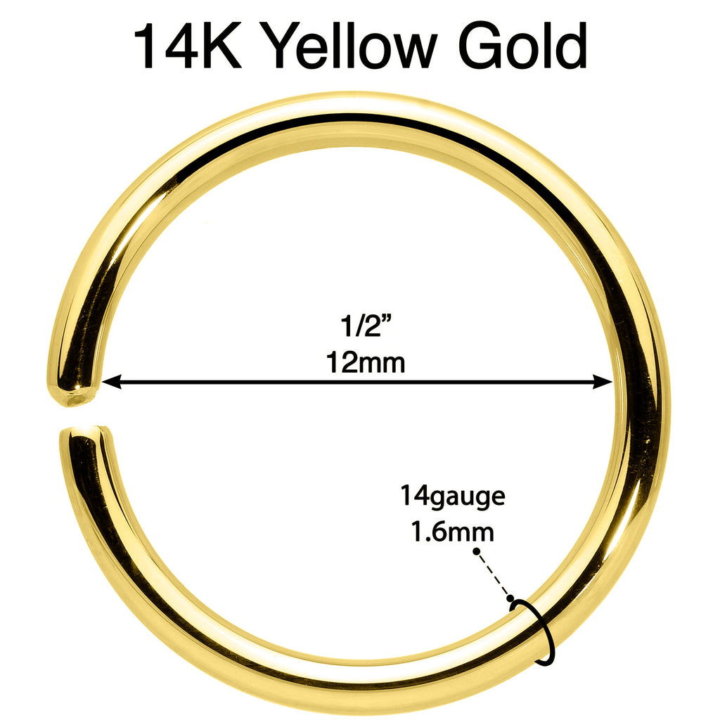 BodyCandy 14G 1/2 Handcrafted Solid 14k Yellow Gold Seamless Circular Ring — side view
