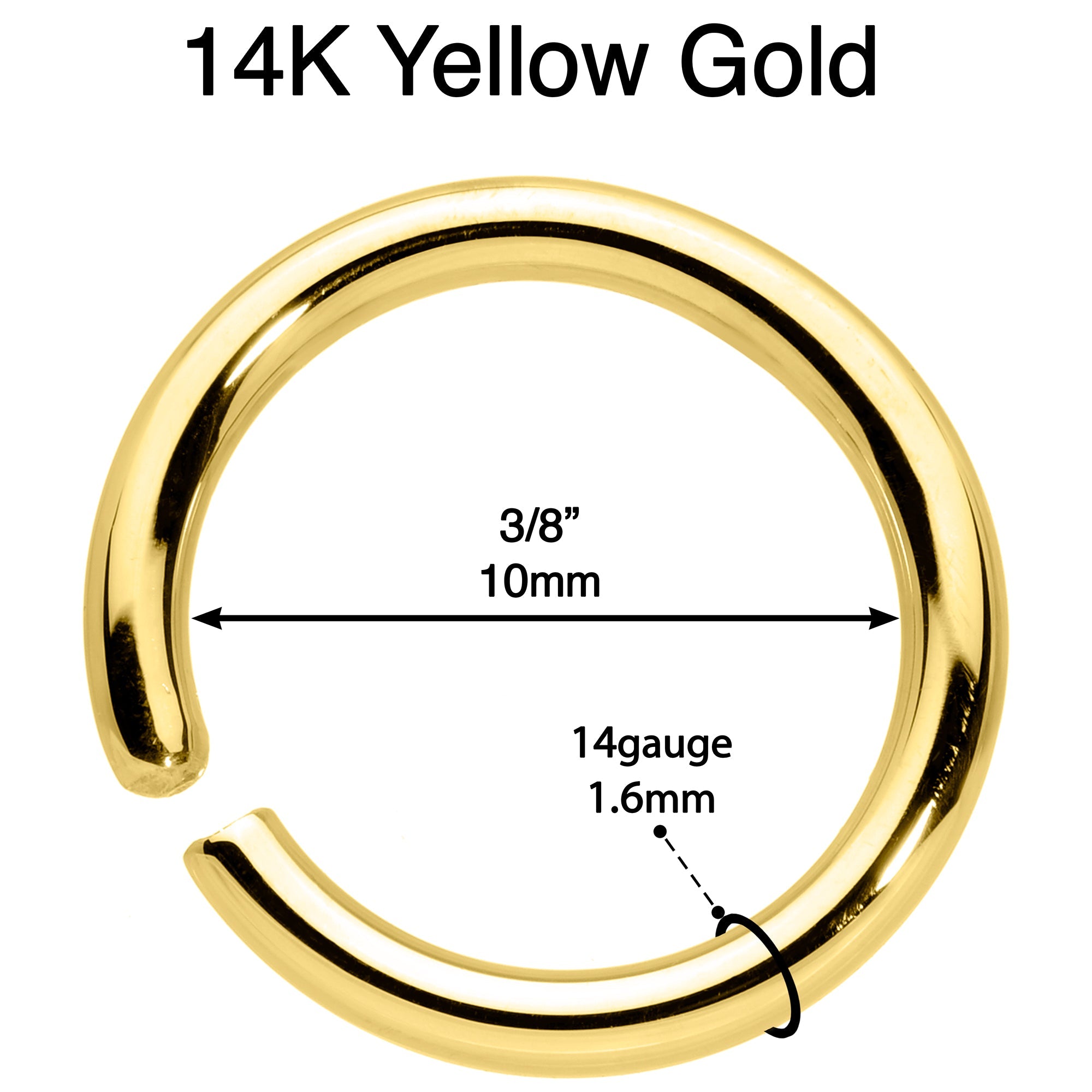 BodyCandy 14G 3/8 Handcrafted Solid 14k Yellow Gold Seamless Circular Ring — lifestyle context