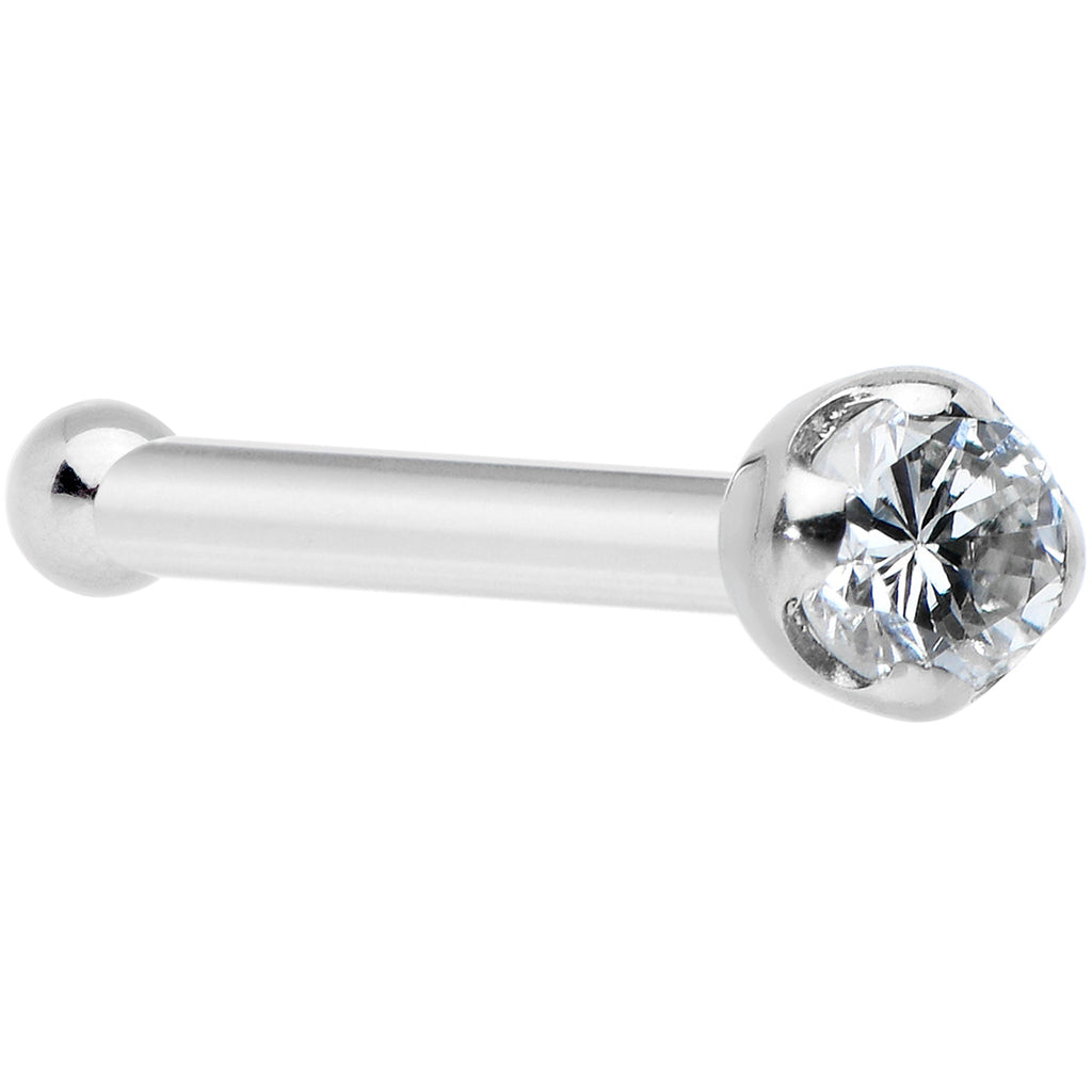 BodyCandy 14k Solid White Gold Genuine 1.5mm Diamond Micro Nose Ring — back view