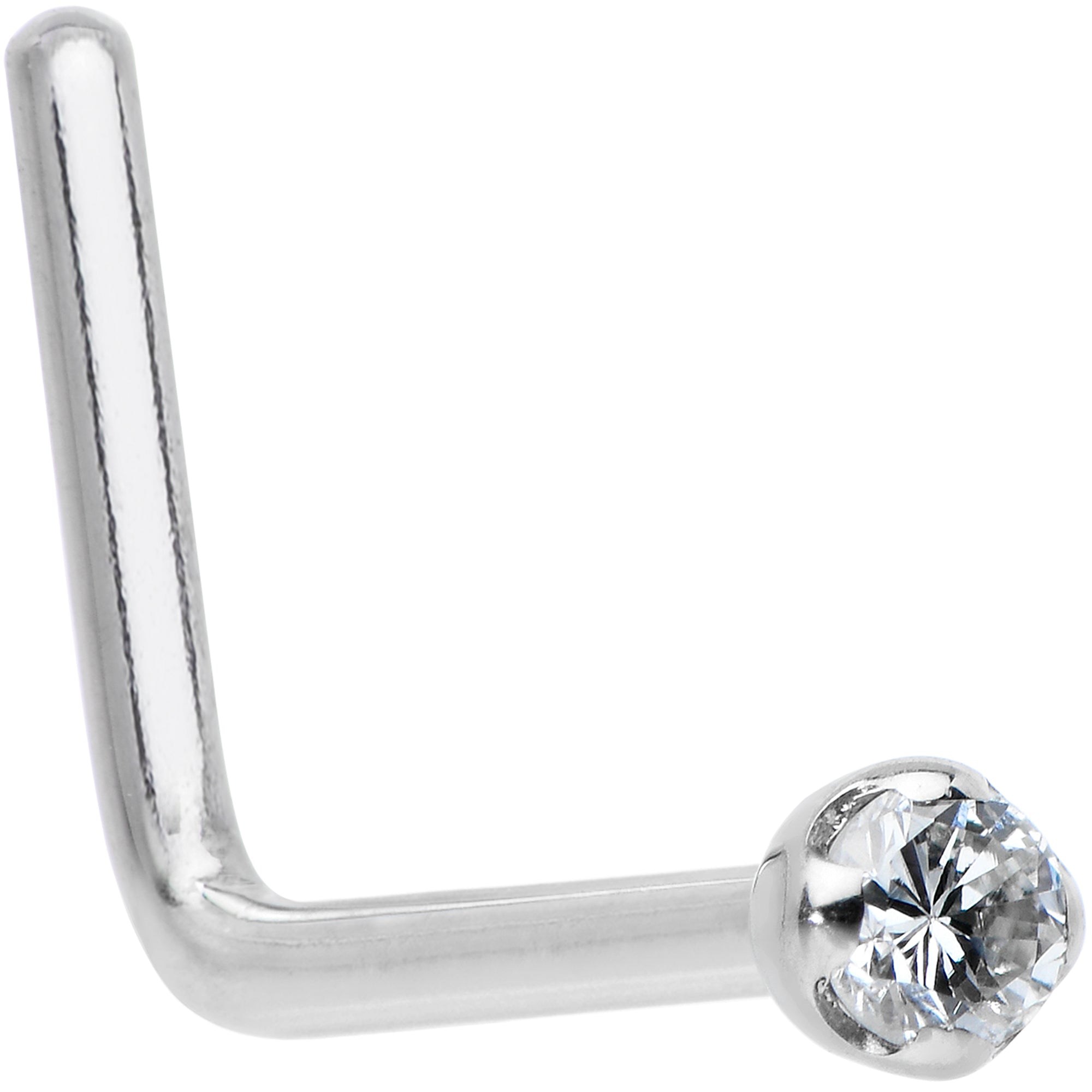 BodyCandy 14k Solid White Gold Genuine 1.5mm Diamond Micro Nose Ring — alternative angle