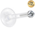 BodyCandy 16G Bioplast 14K White Gold 1.5mm Genuine Diamond Micro Labret — main product shot