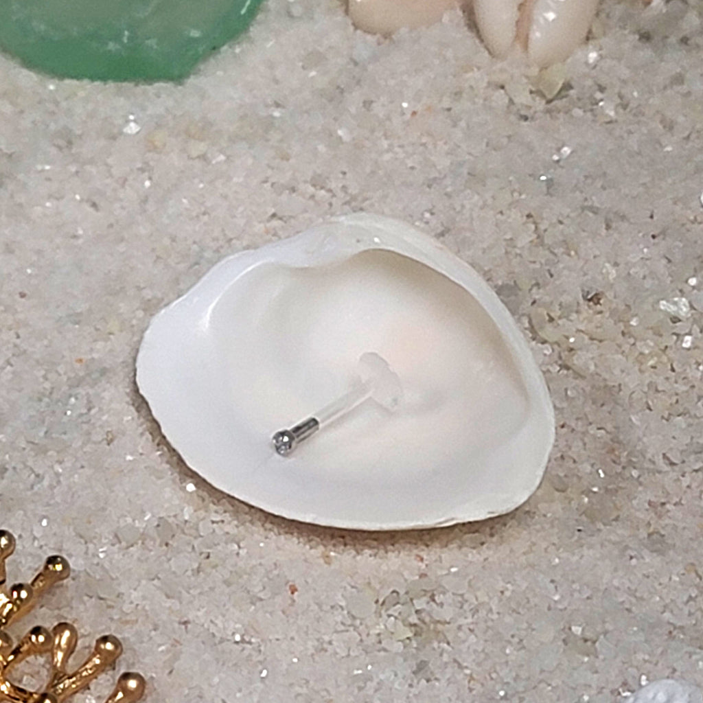 BodyCandy 16G Bioplast 14K White Gold 1.5mm Genuine Diamond Micro Labret — in-use photo