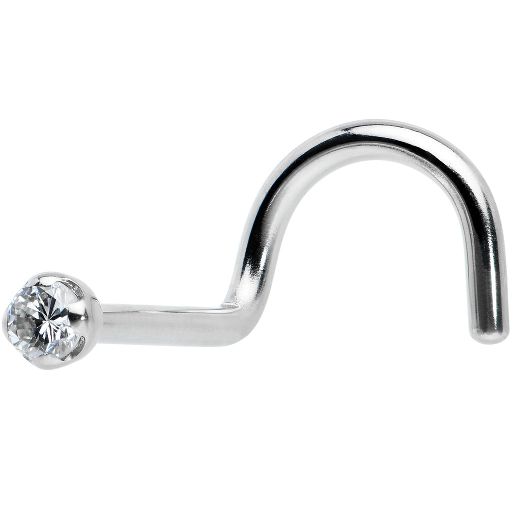 BodyCandy 14k Solid White Gold Genuine 1.5mm Diamond Micro Nose Ring — in-use photo