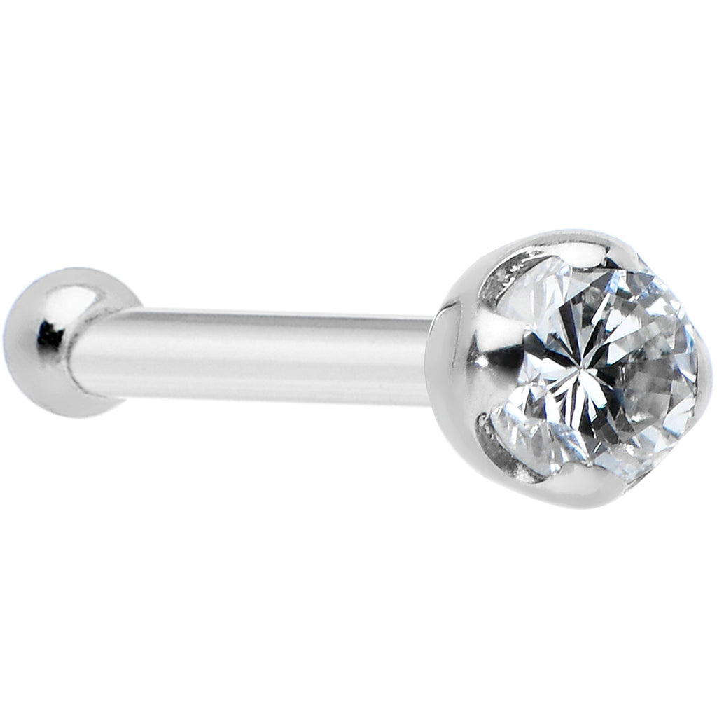 BodyCandy 14k Solid White Gold Genuine 1.5mm Diamond Micro Nose Ring — color detail
