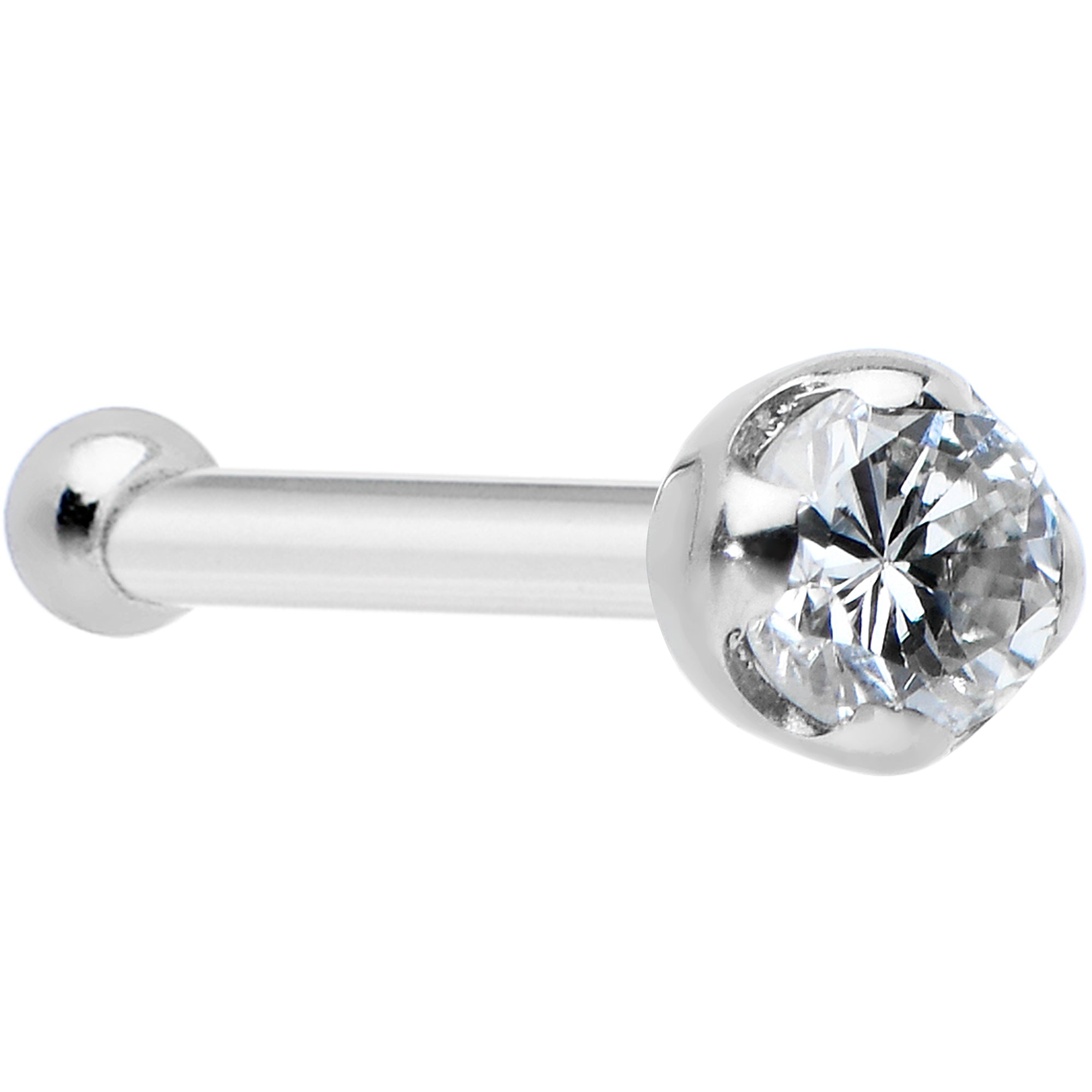 BodyCandy 14k Solid White Gold Genuine 1.5mm Diamond Micro Nose Ring — color detail