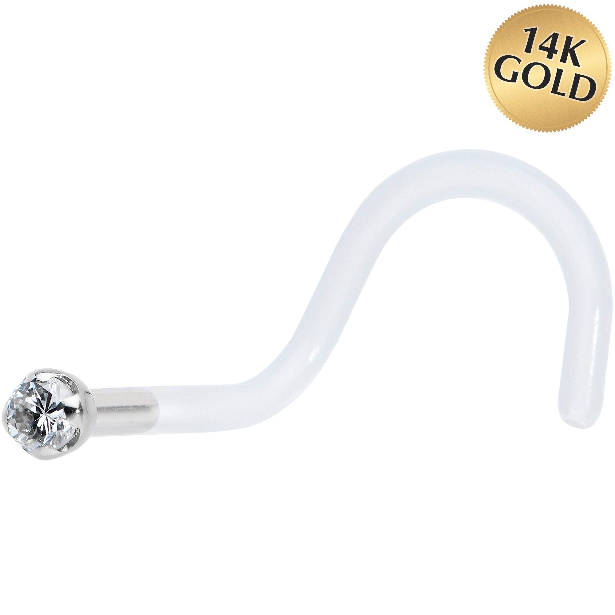 BodyCandy 18G 14K White Gold 1.5mm Genuine Diamond Bioplast Micro Nose Ring — main product shot