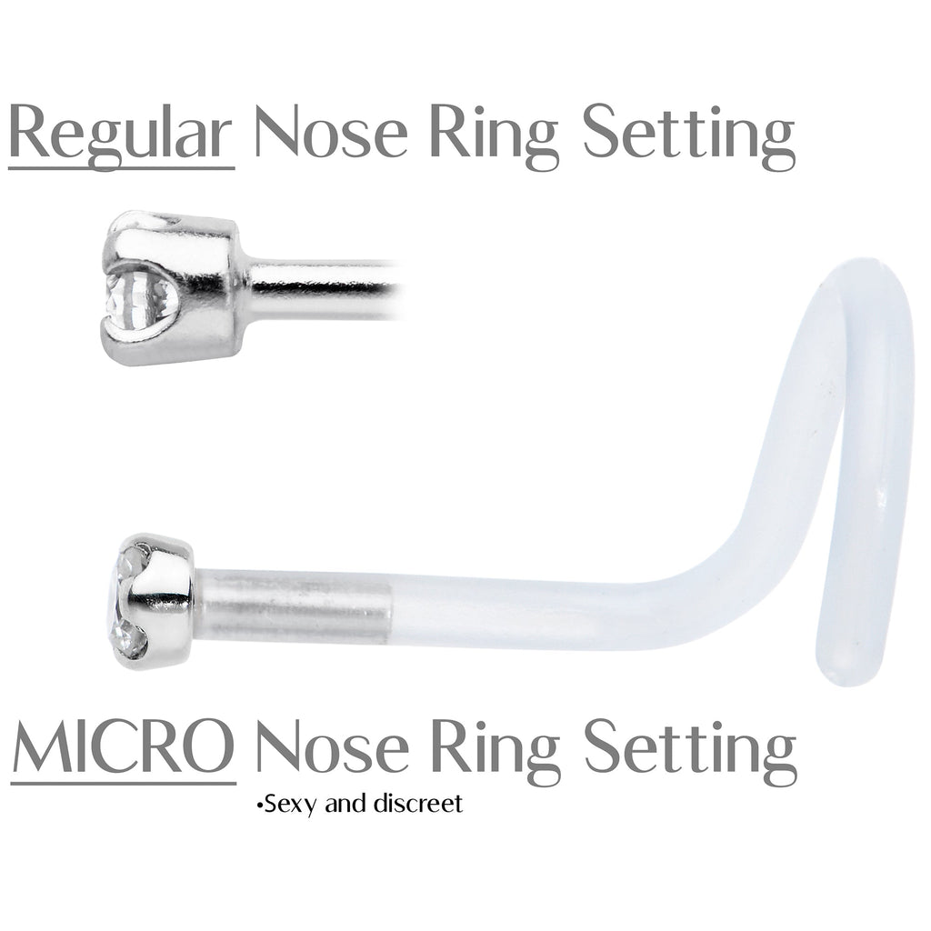 BodyCandy 18G 14K White Gold 1.5mm Genuine Diamond Bioplast Micro Nose Ring — color detail