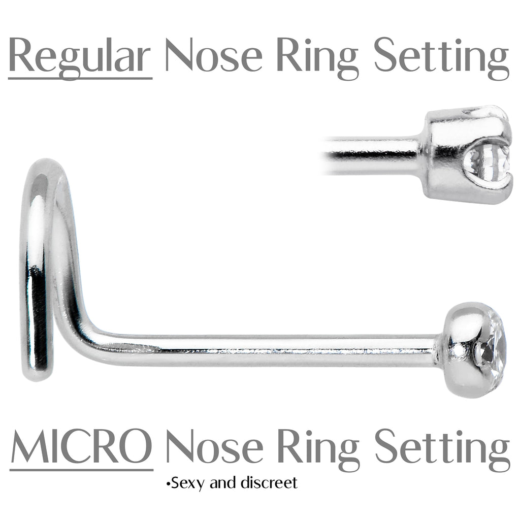 BodyCandy 14k Solid White Gold Genuine 1.5mm Diamond Micro Nose Ring — side view