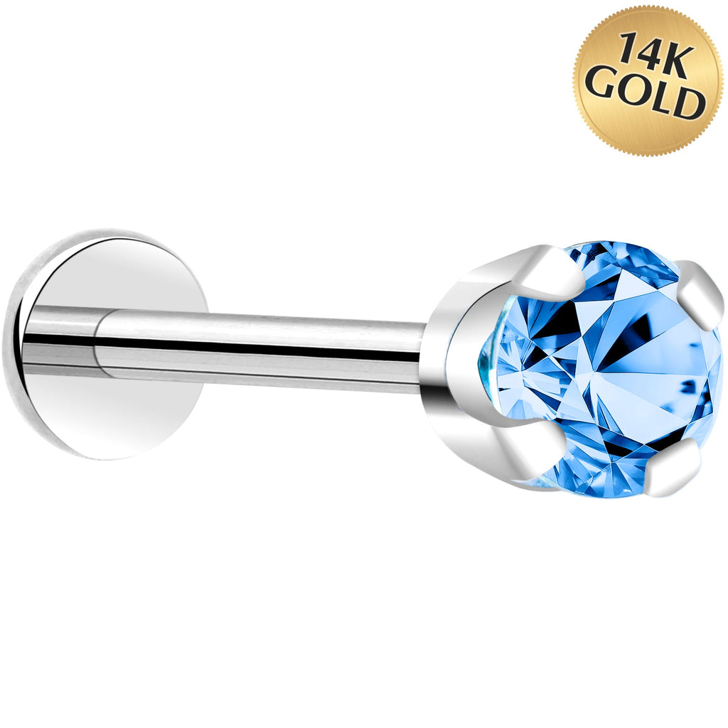 BodyCandy 14k White Gold Flat Back Earring with 3mm Cubic Zirconia Handmade — packaging