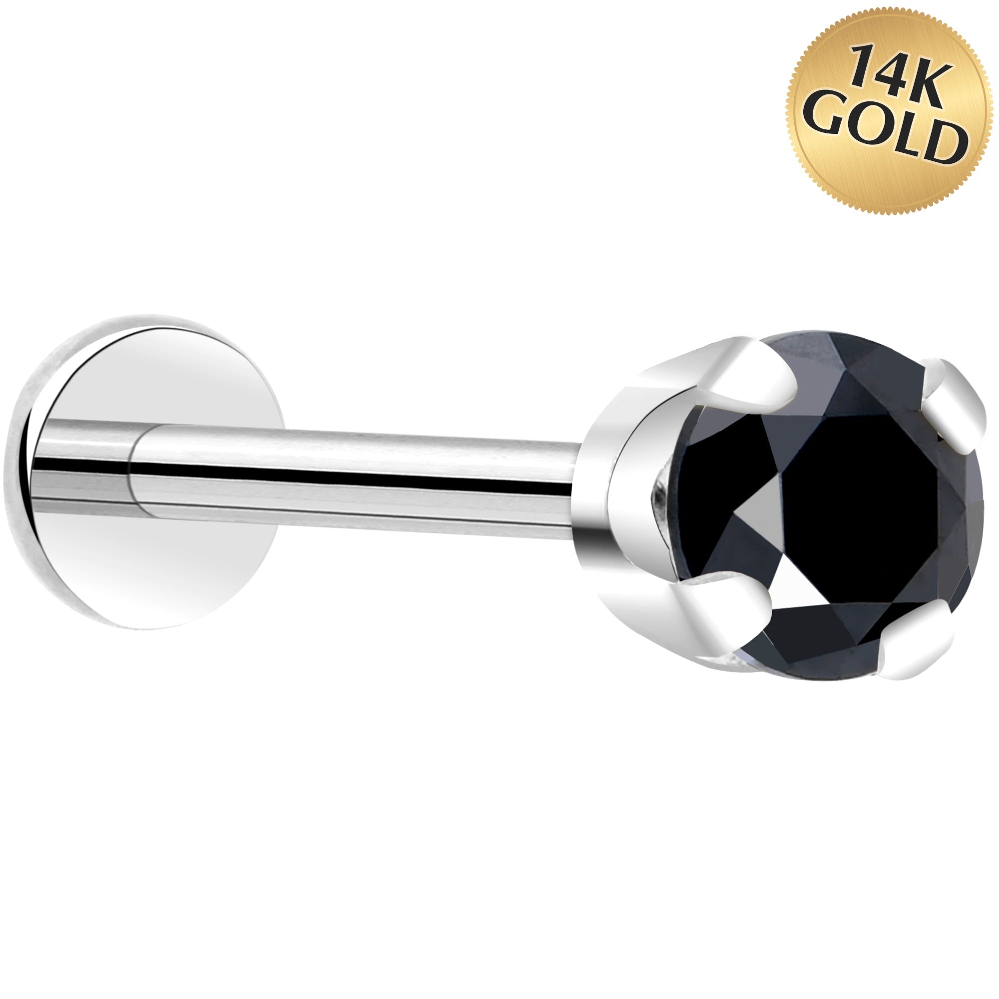 BodyCandy 14k White Gold Flat Back Earring with 3mm Cubic Zirconia Handmade — in-use photo