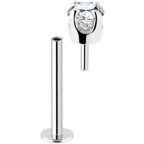 BodyCandy 14k White Gold Flat Back Earring with 3mm Cubic Zirconia Handmade — detail close-up