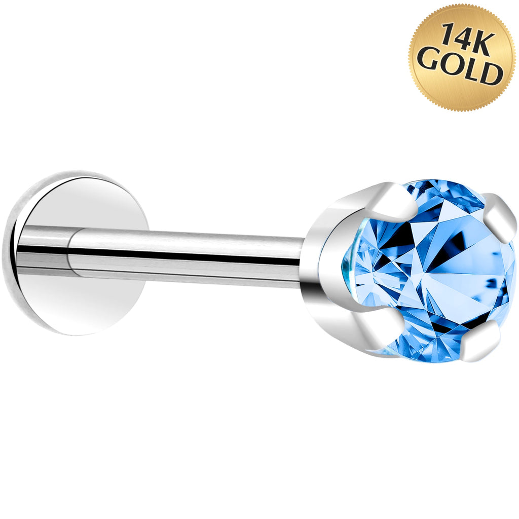 BodyCandy 14k White Gold Flat Back Earring with 3mm Cubic Zirconia Handmade — comparison shot