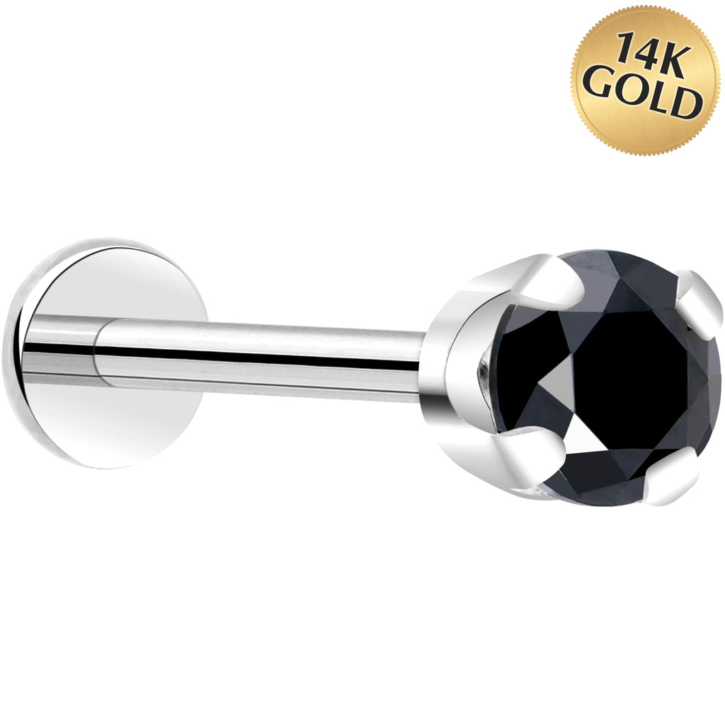 BodyCandy 14k White Gold Flat Back Earring with 3mm Cubic Zirconia Handmade — fabric or material detail