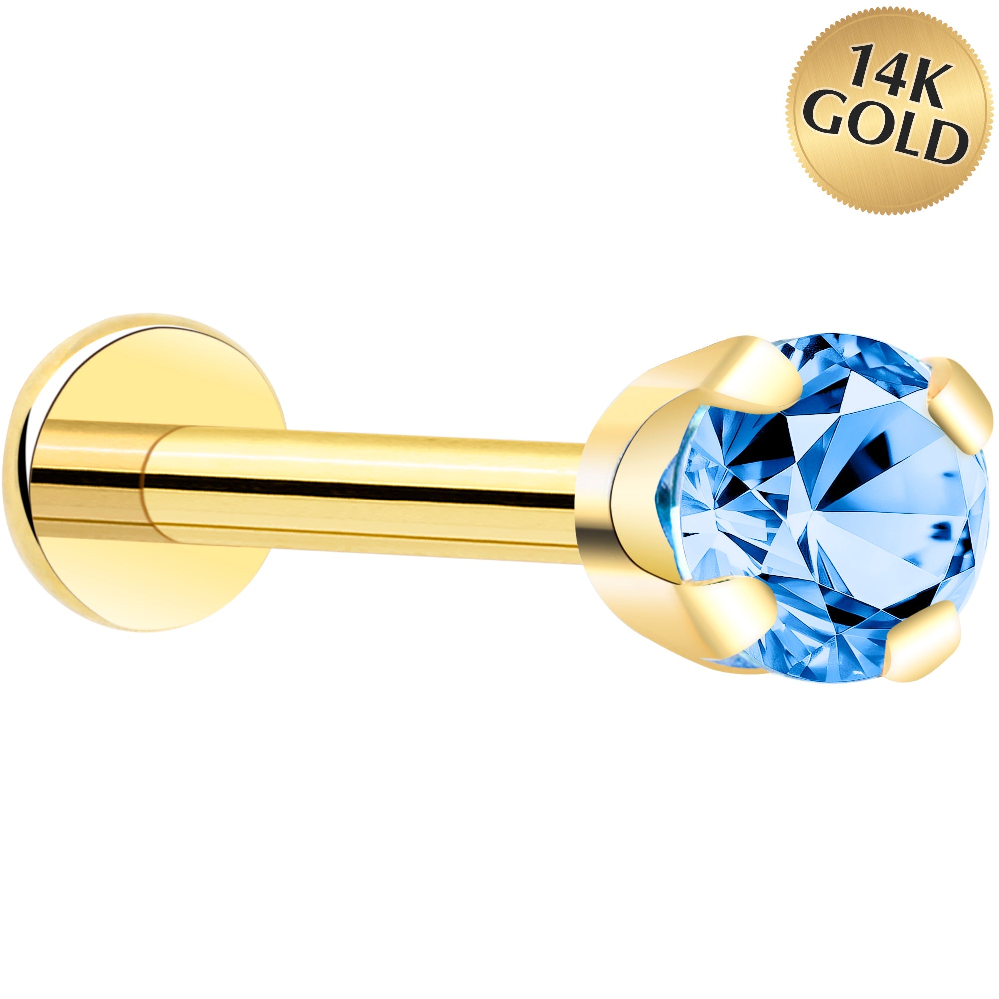 BodyCandy 14k Yellow Gold Flat Back Earring with 3mm Cubic Zirconia Handmade — product on model