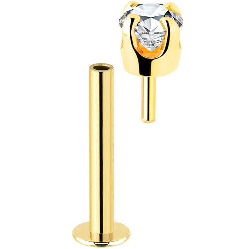BodyCandy 14k Yellow Gold Flat Back Earring with 3mm Lab Grown Diamond Handmade — detail close-up