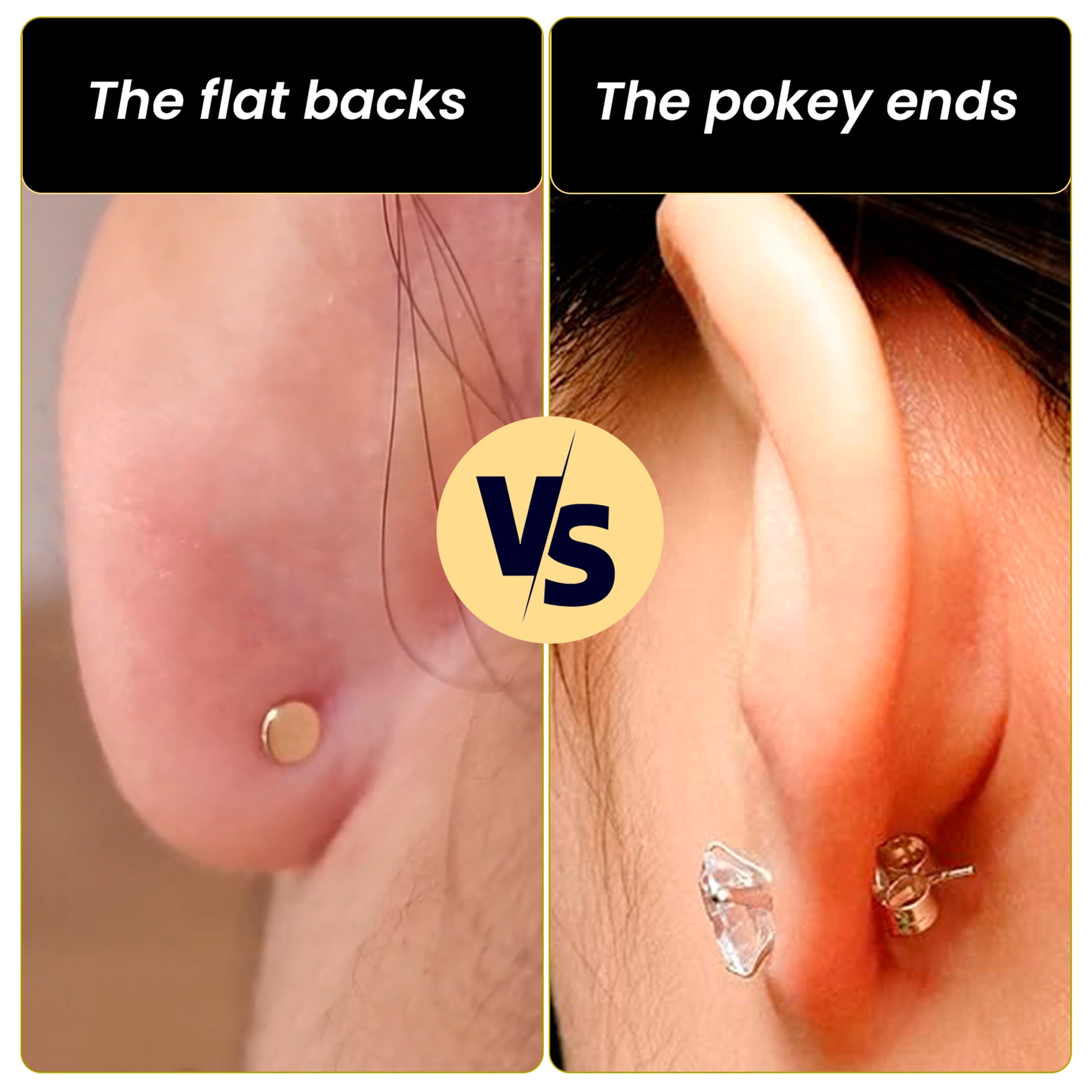 BodyCandy 14k Yellow Gold Flat Back Earring with 3mm Cubic Zirconia Handmade — lifestyle context
