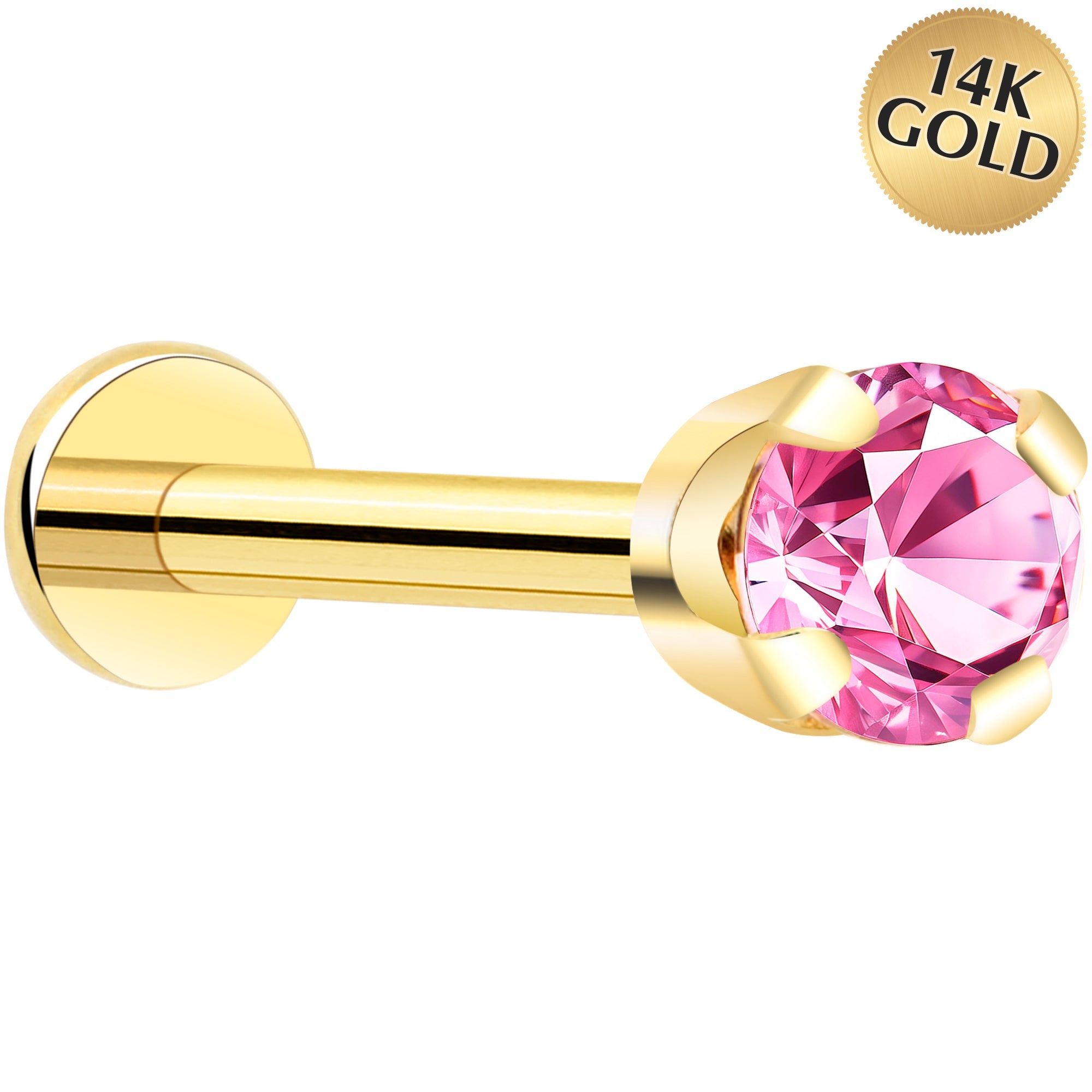 BodyCandy 14k Yellow Gold Flat Back Earring with 3mm Cubic Zirconia Handmade — lifestyle context
