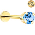 BodyCandy 14k Yellow Gold Flat Back Earring with 3mm Cubic Zirconia Handmade — detail close-up