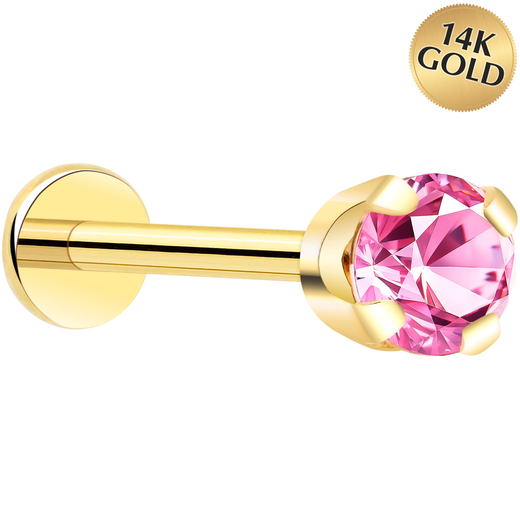 BodyCandy 14k Yellow Gold Flat Back Earring with 3mm Cubic Zirconia Handmade — packaging