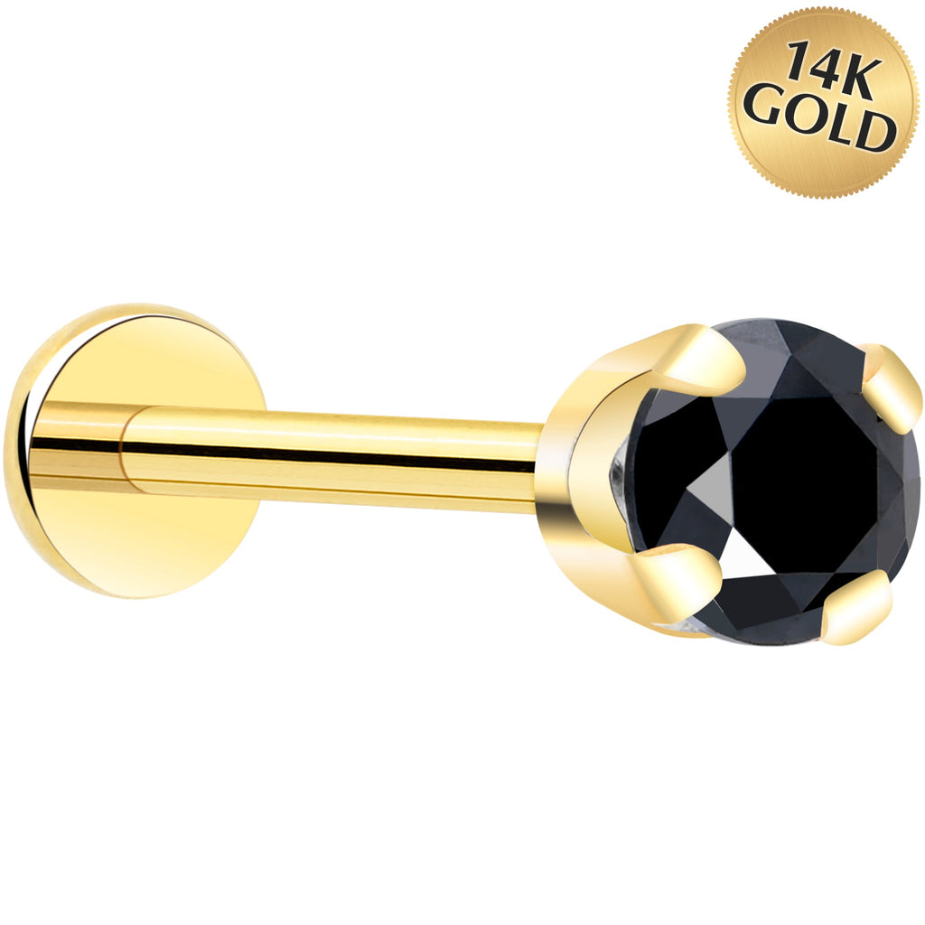 BodyCandy 14k Yellow Gold Flat Back Earring with 3mm Cubic Zirconia Handmade — fabric or material detail