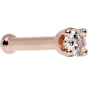 BodyCandy 14k Rose Gold 2mm Moissanite Nose Ring — detail close-up