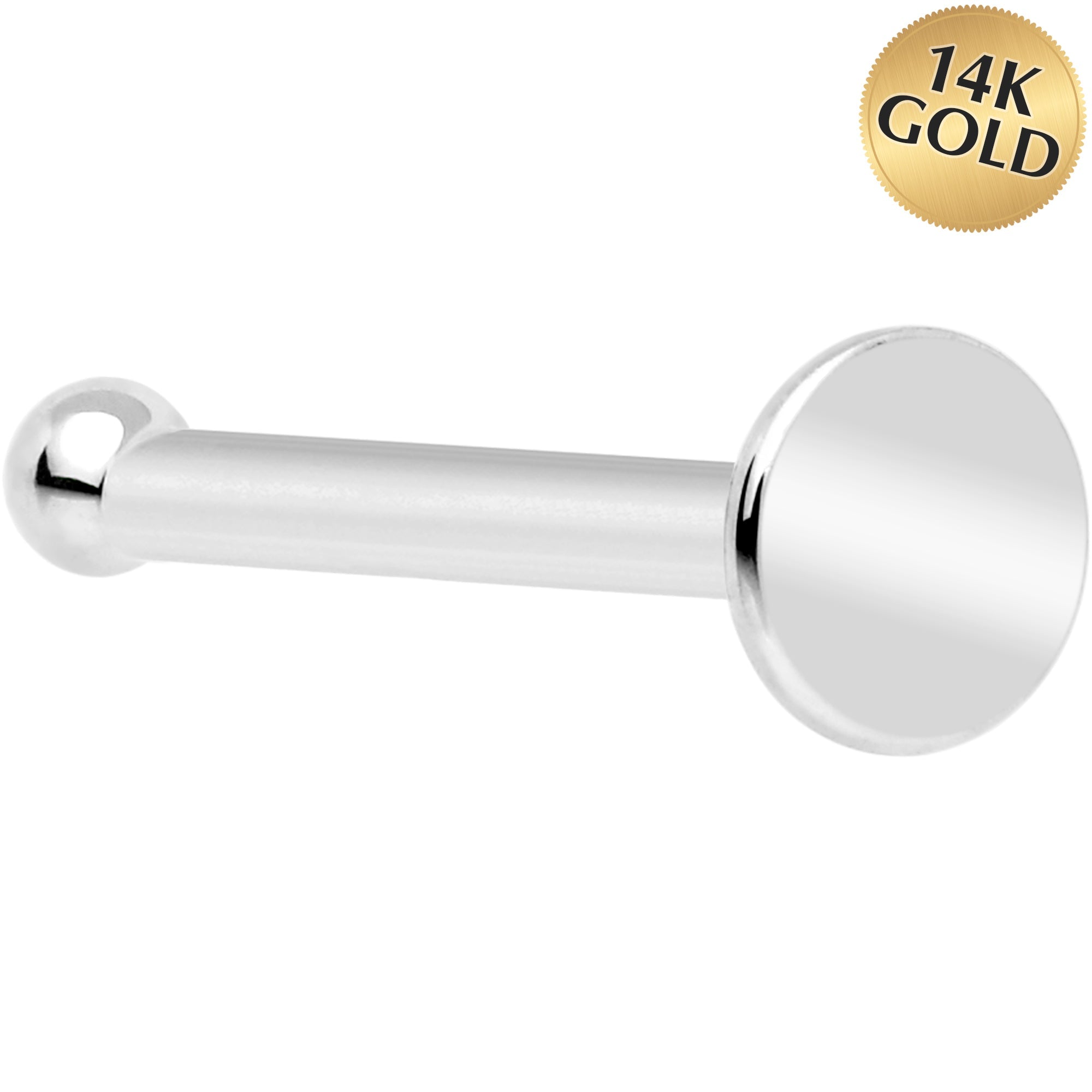 BodyCandy 20G Solid 14k Gold Flat Disc Nose Bone — color detail