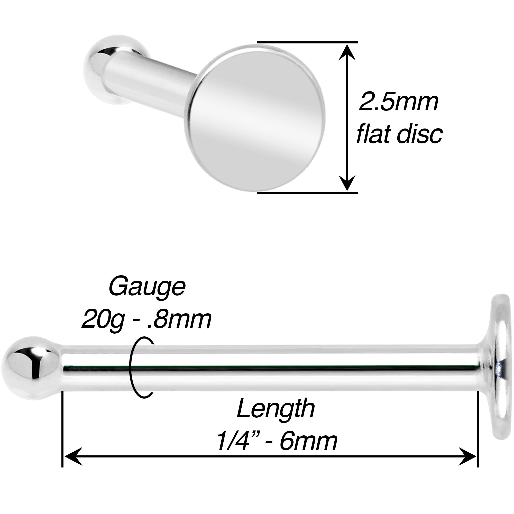 BodyCandy 20G Solid 14k Gold Flat Disc Nose Bone — side view
