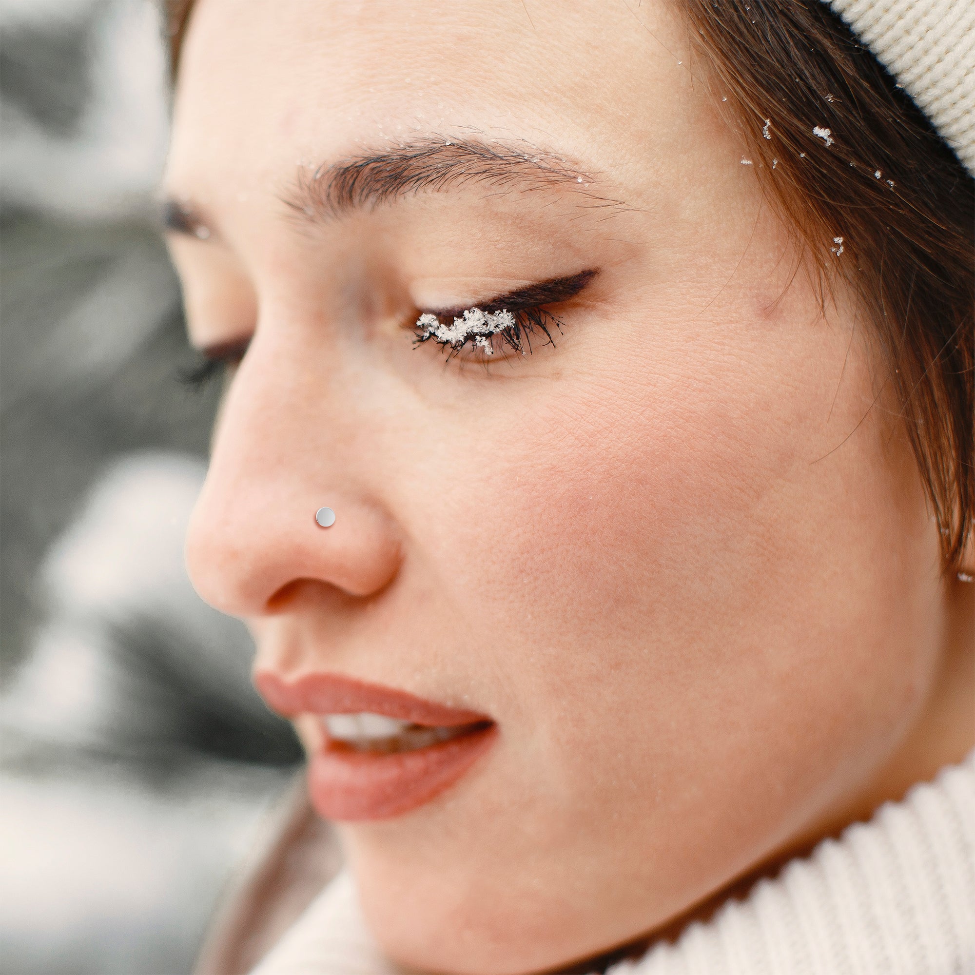BodyCandy 20G Solid 14k Gold Flat Disc Nose Bone — alternative angle