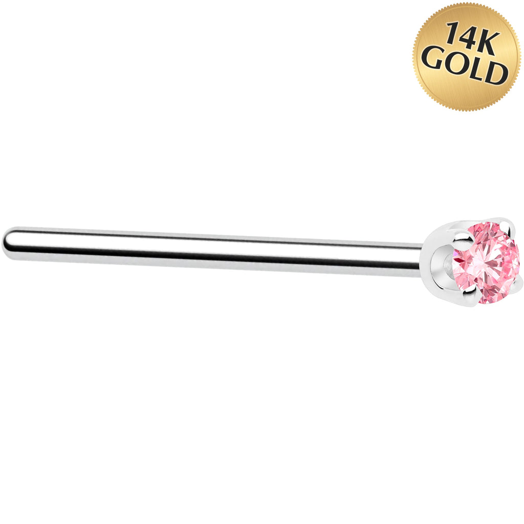 BodyCandy 14k White Gold 2mm Lab Grown Pink Diamond Nose Ring — alternative angle