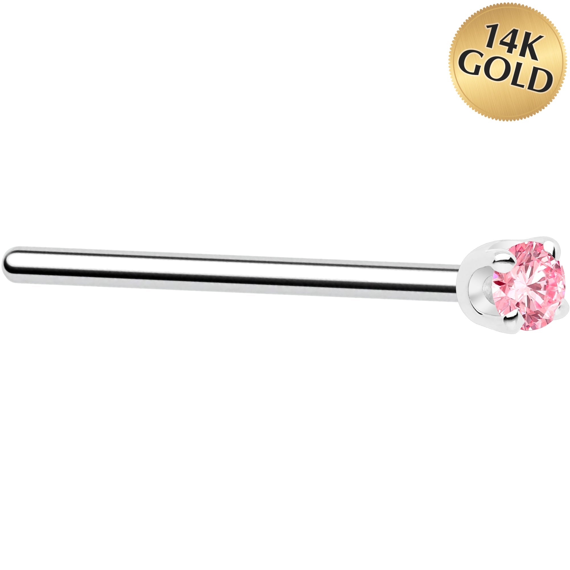 BodyCandy 14k White Gold 2mm Lab Grown Pink Diamond Nose Ring — alternative angle