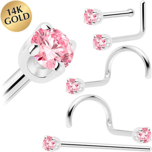 BodyCandy 14k White Gold 2mm Lab Grown Pink Diamond Nose Ring — main product shot