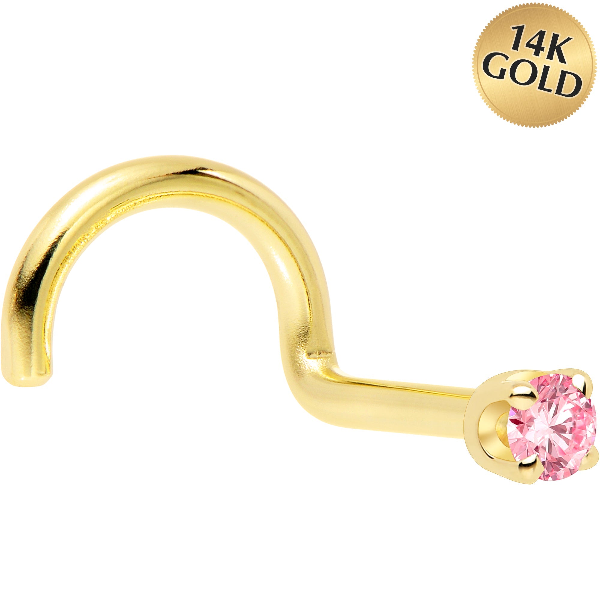 BodyCandy 14k Yellow Gold 2mm Lab Grown Pink Diamond Nose Ring — alternative angle