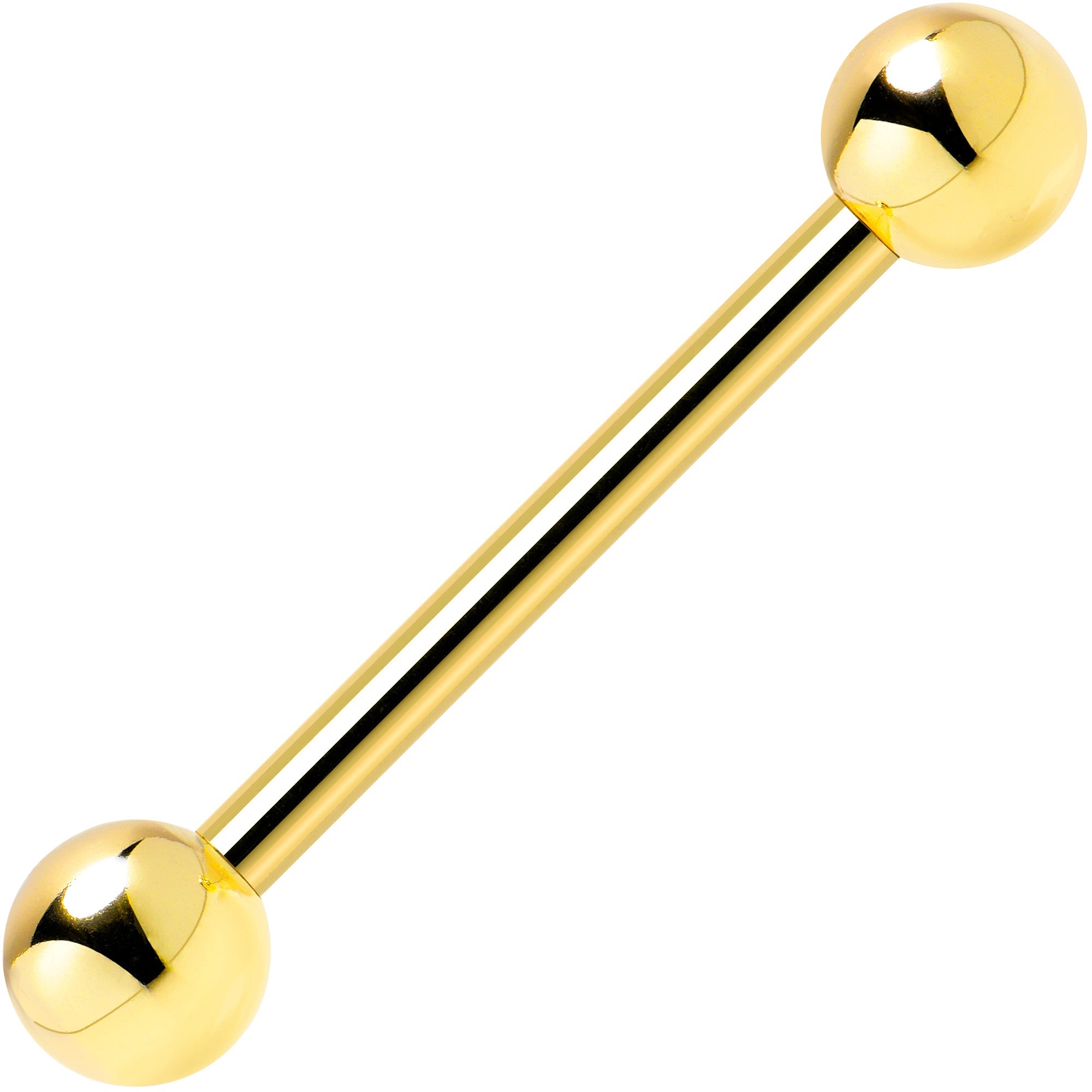 BodyCandy 14k Solid Gold Ball Internally Threaded Barbell Tongue Ring — in-use photo