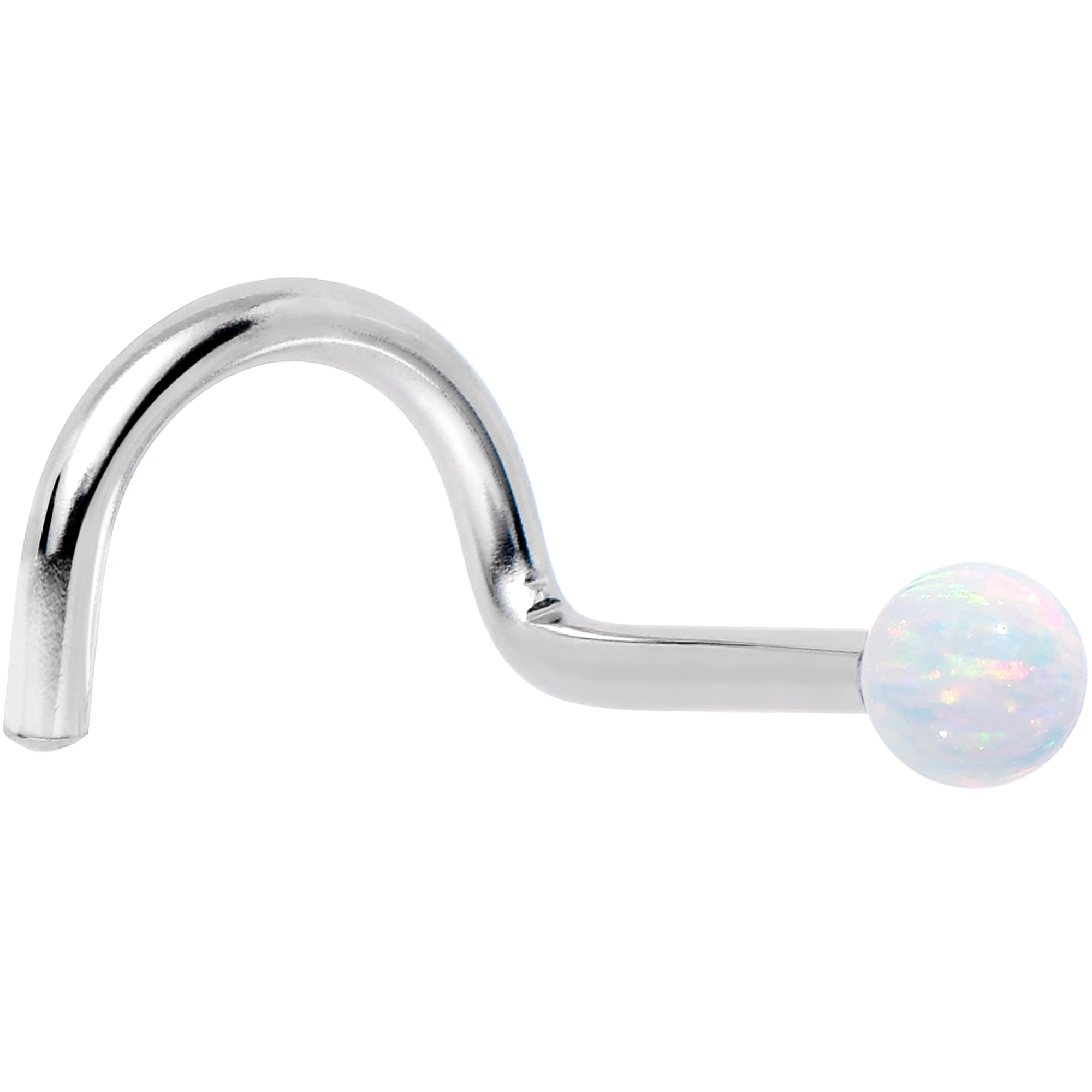 BodyCandy 14k White Gold 2.5mm Synthetic Opal Ball Nose Ring — comparison shot