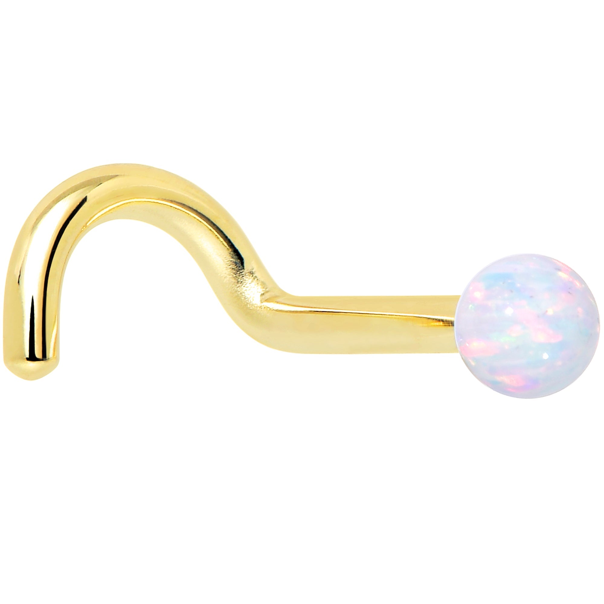 BodyCandy 14k Yellow Gold 2.5mm Synthetic Opal Ball Nose Ring — size reference