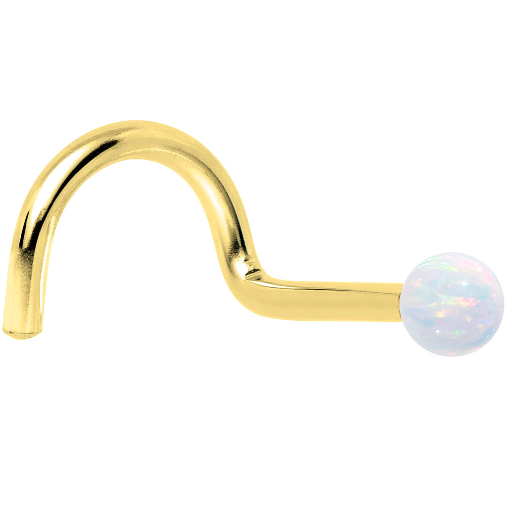 BodyCandy 14k Yellow Gold 2.5mm Synthetic Opal Ball Nose Ring — comparison shot